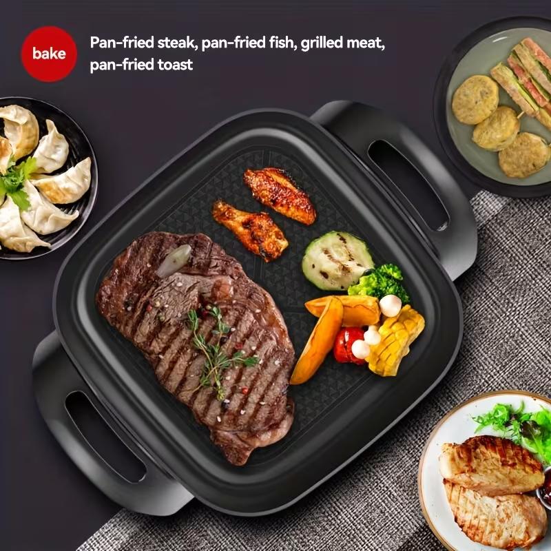 TANLOOK Electric Skillet with Lid, 16"x12"x 5" Scratch Resistant, Easy Pour Spout Dishwasher Safe, Non-stick Electric Skillet with Glass Vented Lid, Adjustable Temperature, Black