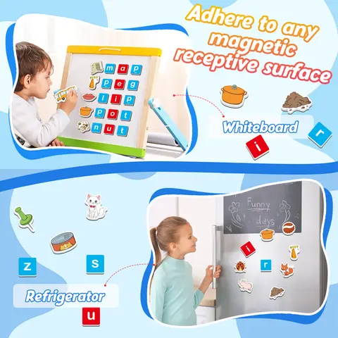 Magnetic Alphabet Letters - 78 Letter Magnets, Bright and Cute Color-Coded Preschool Learning Tool, 1 CVC Word Card, Reading Skills Builder, Refrigerator Magnets for Teachers, Ideal Gift for 4-6 Years Old Birthdays