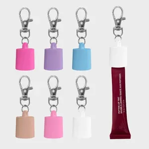 New Silicone Lip Balm Keychain Cap Makeup Tool Accessories Key Ring Lipstick Storage Cap Bag Pendant Lip Gloss Keychain Cap