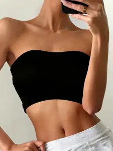 Optimistic Store Women's Tube Tops Strapless Bandeau Tops Slim Fit Summer Going Out Tank Tops