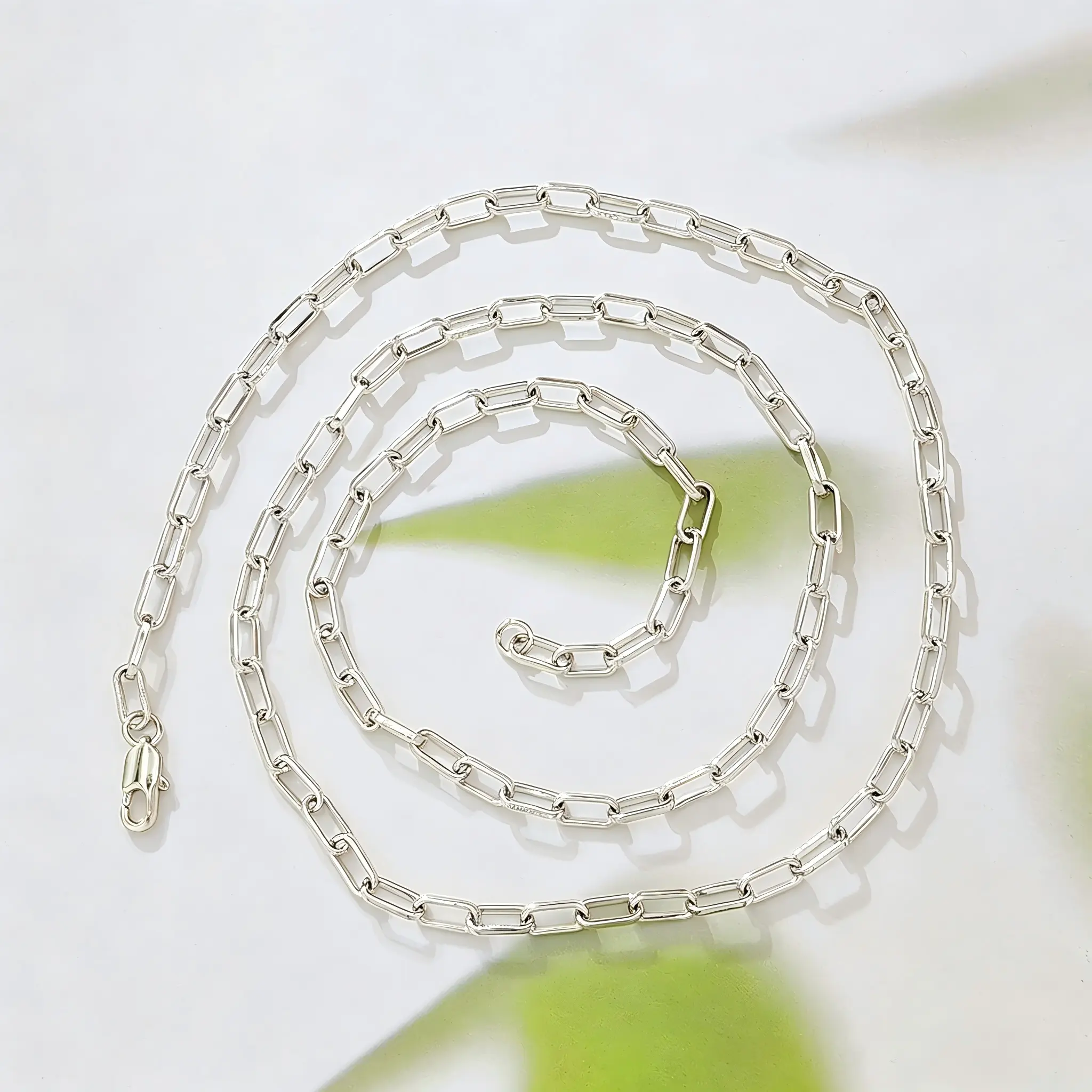 Silver Plated Thin Paperclip Link Chain Necklace for Men Women, Dainty Rectangular Oval Paper Clip Chain, Tarnish Resistant Minimalist Stackable Layering Fashion Jewelry Gift