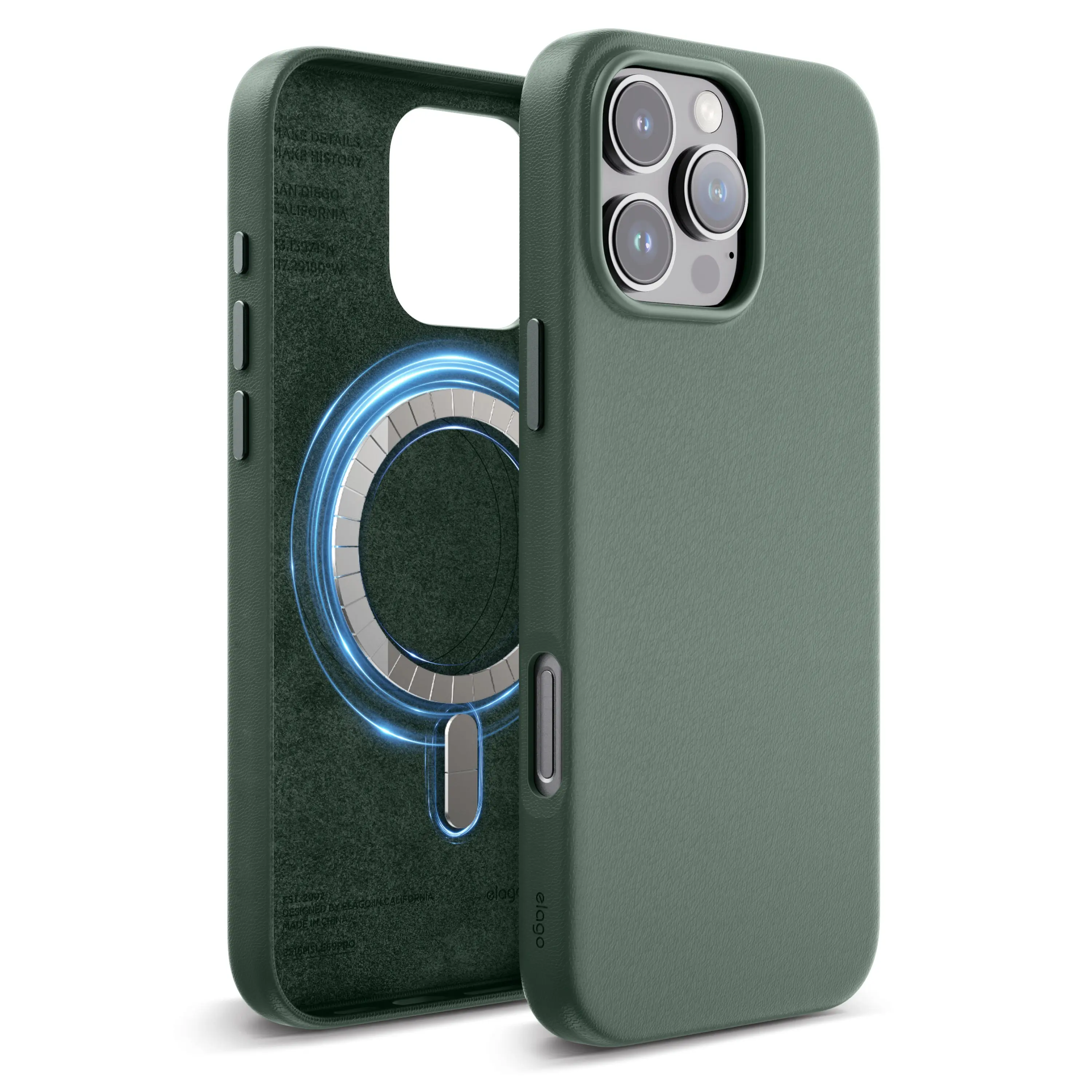elago MagSafe Leather Casing for iPhone 16 Pro Max Smartphone - Handheld Cellphone Devices Accessory [5 Colors], Protection
