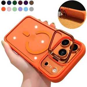 Shockproof Magnetic Wireless Case Built-in Stash Stand, with Extra Metal Ring Camera Lens Protection Cover For iPhone 17 Pro Max 16 15 14 13 12 11 Pro Plus Air