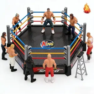 Wrestling Toy Set, Articulated Wrestler Figures with Wrestling Ring & Full Accessories. Fun Family Bonding Toy, Great for Birthday Party Favors,Collectible Display, Ultimate ,Gift for Boys