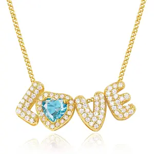 KissYan Love Birthstone Necklace For Women ,14K Gold Plated Heart Pendant Dainty Gift for Mother's Day Birthday Gift,summerwins DealsForYouDays