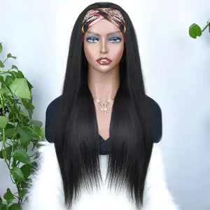 Straight Headband Wig Human Hair Wigs 180% Density Peruvian Straight Hair Wig Full Machine Made Wig For Black Women