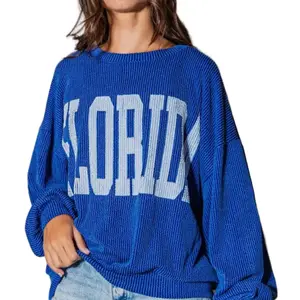 Women's Game Day Oversized Florida Ribbed Sweatshirt - Womenswear free people Pullover