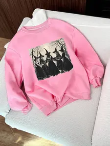 Women's Cartoon Coraline Graphic Print Crew Neck Sweatshirt, Casual Long Sleeve Pullover, Fall & Winter Fashion, Trendy Daily Wear Top