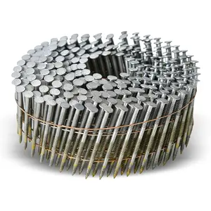 2Inch x 0.092Inch Siding Nails Collated Wire Coil Siding Nails 15- Full Round- Ring 3600 Count Hot-Dipped Galvanized for Rough Nailing of Lathing and Sheathing Materials