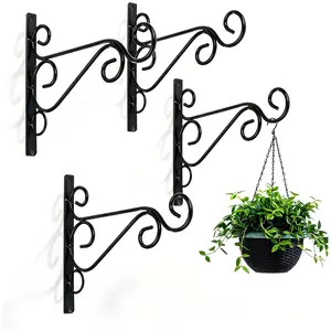 4pcs Black Wrought Iron Outdoor Hanging Bracket/wall Hook, Suitable for Bird Feeders, Lanterns, Wind Chimes, with Screws.