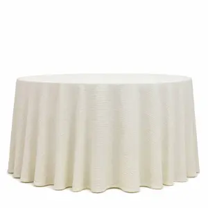 Accordion Pleated Scuba Tablecloth 120" Round Ivory – Wrinkle Free & Stain Resistant Textured Table Linen