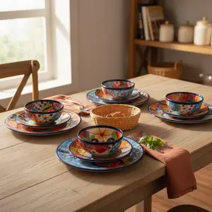 12-Piece Talavera Dinnerware Set | Handmade Mexican Ceramic Plates & Bowls