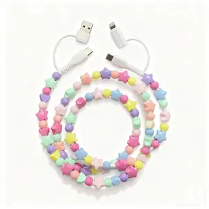 Pearl beaded 4in1 charging cable stylish shine - Fit for all device USBC & Lightening for iPhone&Samsung Type-C