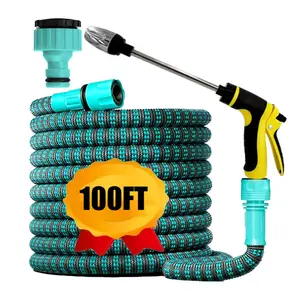 Expandable Garden Water Hose High Pressure Flexible Irrigation Pipe Car Wash Gun 25ft-50ft-75ft-100ft, Gardening Supplies