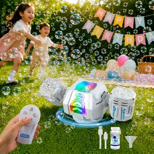 2026 RC Bubble Machine, Rechargeable Bubble Maker with 360°Automatic Rotation & 9 LED Light, 30000+ Bubbles Blower Machine Toys Gifts for Kids, Birthday Parties, Wedding, Indoor, Outdoor Activities