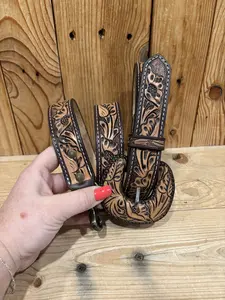 Adjustable Tooled Leather Purse Strap!