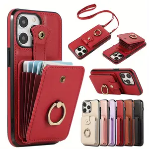 Card Holder Phone Case for iPhone 17/16e/16/15/14/13/12/11 Pro Max SE 2020/SE 2022/X/XS/XR/XS Max 16/15/14/7/8 Plus 17 Air with 360-Degree Rotating Ring Holder RFID Anti-Theft & Drop Protection - Smartphone, Cover