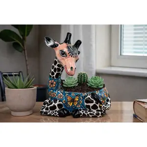 Large Giraffe Pot Planter  Talavera Colorful  Figurine  Ceramic Pottery Artisan Hand Painted  Decor Vibrant Folk Art from Puebla  Decor