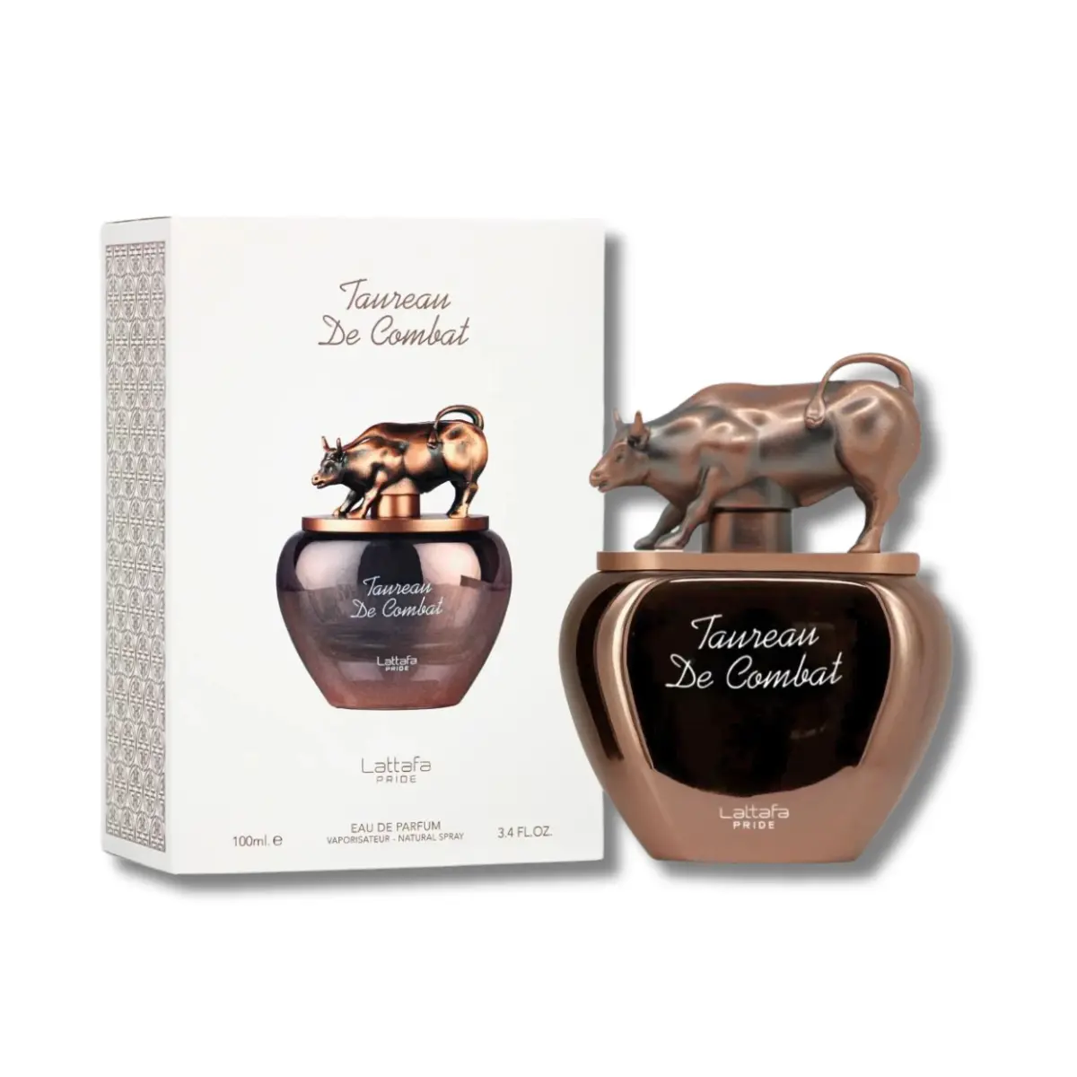 Lattafa Pride Taureau De Combat Eau De Parfum - Unisex 3.4 oz (100ml) Long-Lasting Arabian Fragrance with Resin-Warm Opening, Spice & Flower, Woody Floral, Aromatic Woody, Floral Amber, Creamy Vanilla Hug, Patchouli Depth