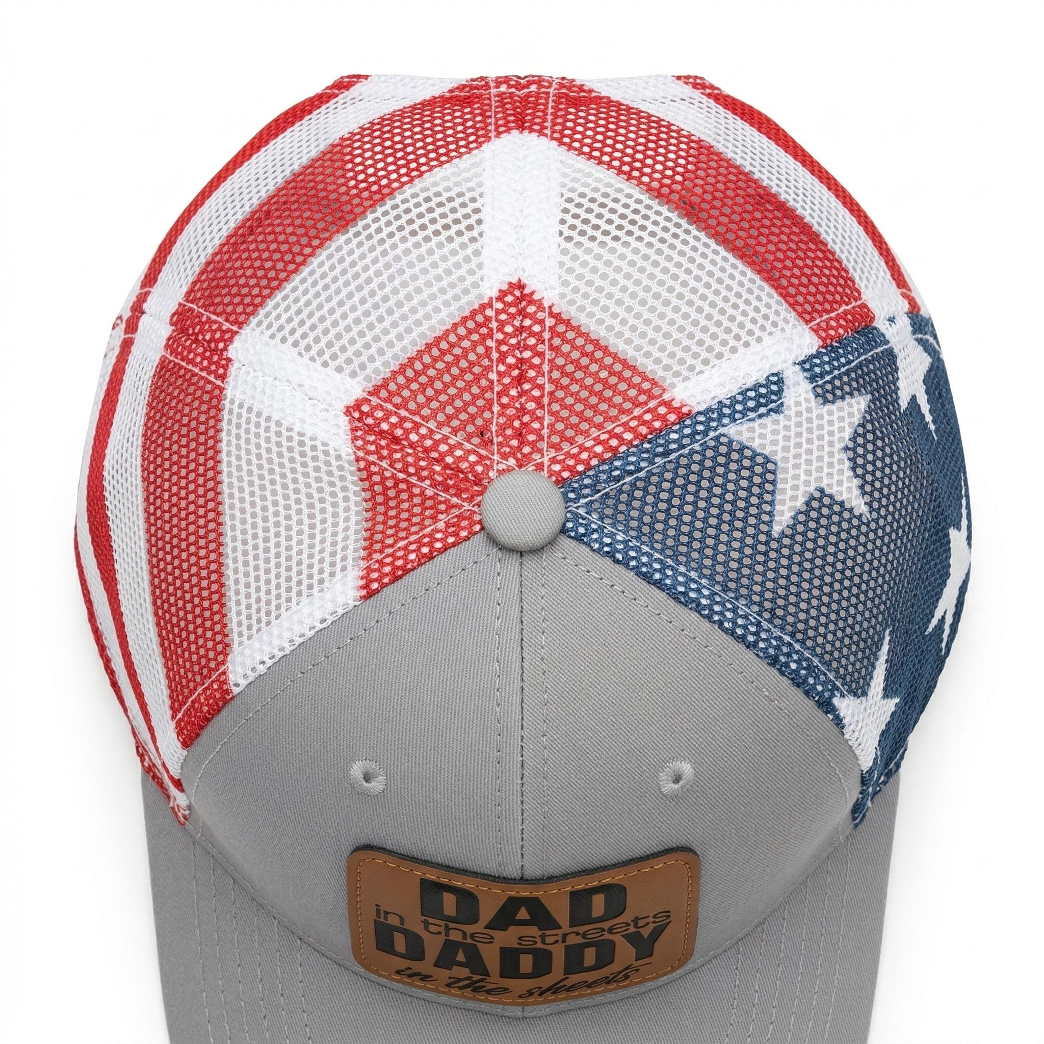 Best Husband Gift EVER!  Funny "Daddy" Leather Patch Hat  American Flag Mesh Trucker Cap