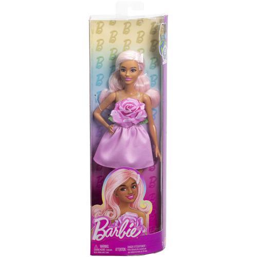 Mattel - Barbie Fashionistas Doll #238 in Strapless Rose Dress, Pink Hair With Barrette Accessory  [Collectible Figurine/Statue/Bust] Paper Doll