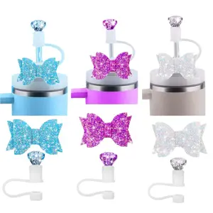 Bow Straw Toppers Cute Straw Lid Cover Caps Decorations Decor Accessories for 40/30/20oz Cup Reusable Straw Covers Caps Tumblers Accessories