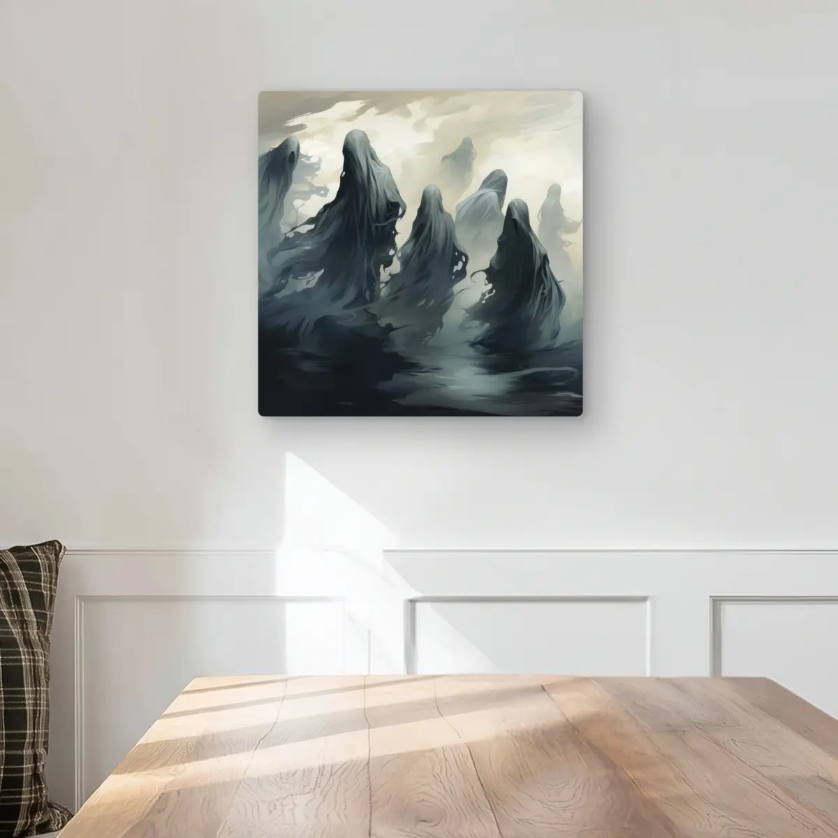 MWW C1MP1616364YOQ 16 x 16 in. Cursed Lands - Gray Metal Print Wall Art for Unique Home Decor