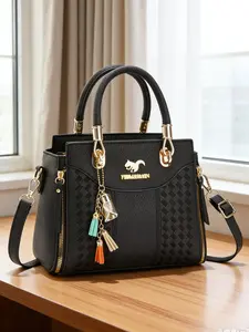 Solid Color Leopard Pattern Handbag, Adjustable Strap Messenger Bag, Large Capacity Shoulder Crossbody Bag, Multiple Colors Available, Adjustable Strap Satchel