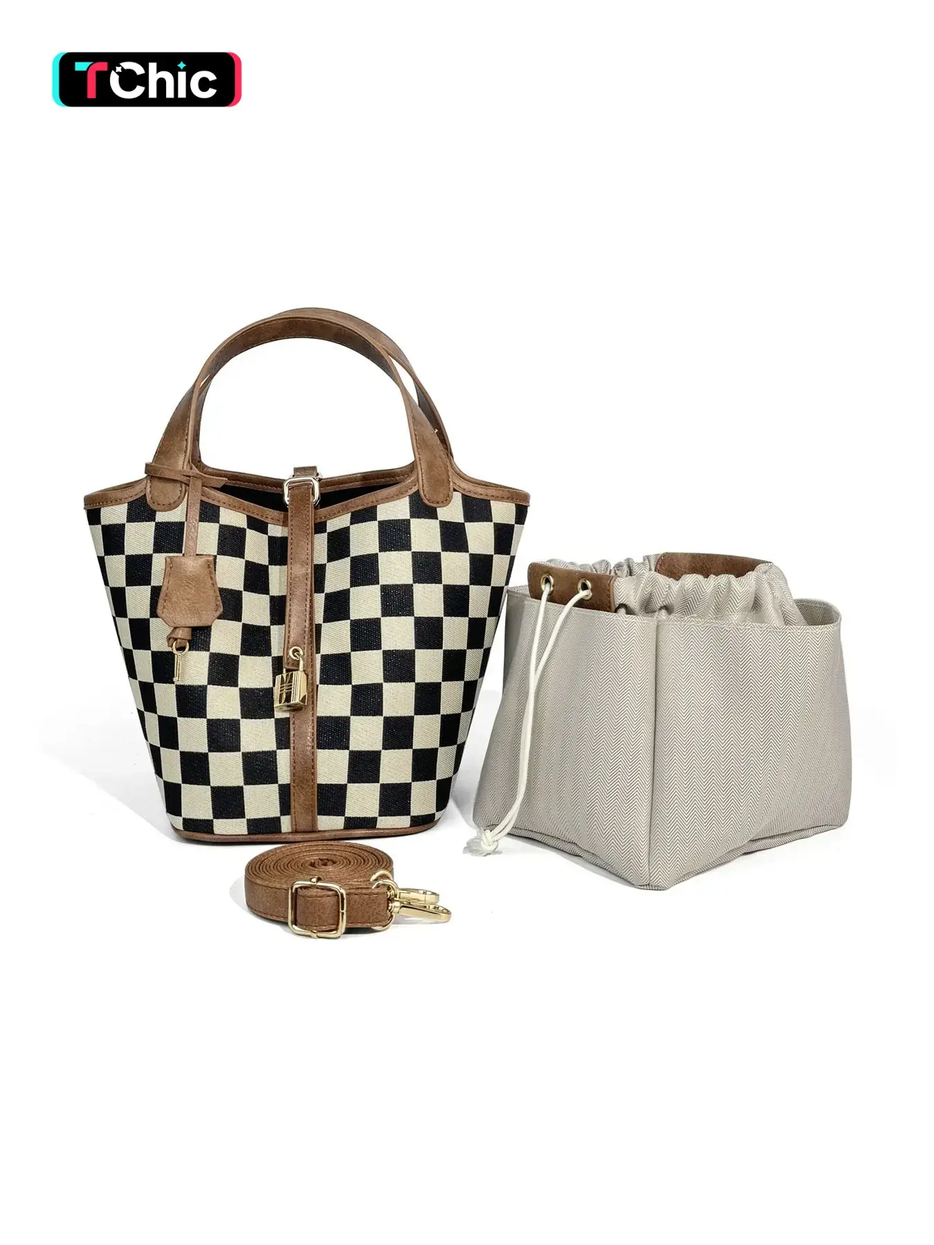 Women's Plaid Crossbody Bag, Polyester Bucket Bag, Casual Fashion Bag, Vegetable Basket Shape Satchel with Top Handle Bags - Stylish, Multi-Functional, Lightweight And Casual Adjustable Purse Handbags, Fashion Patterned Bag, Suitable For Work