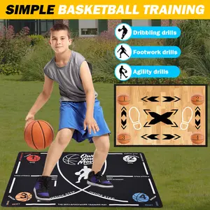 Basketball Footwork Training Mat for Beginners – 59 x 35 inch Indoor Outdoor Skill Trainer – Visual Step Guide for Youth & Adults – Anti-Slip & Portable Drill Pad
