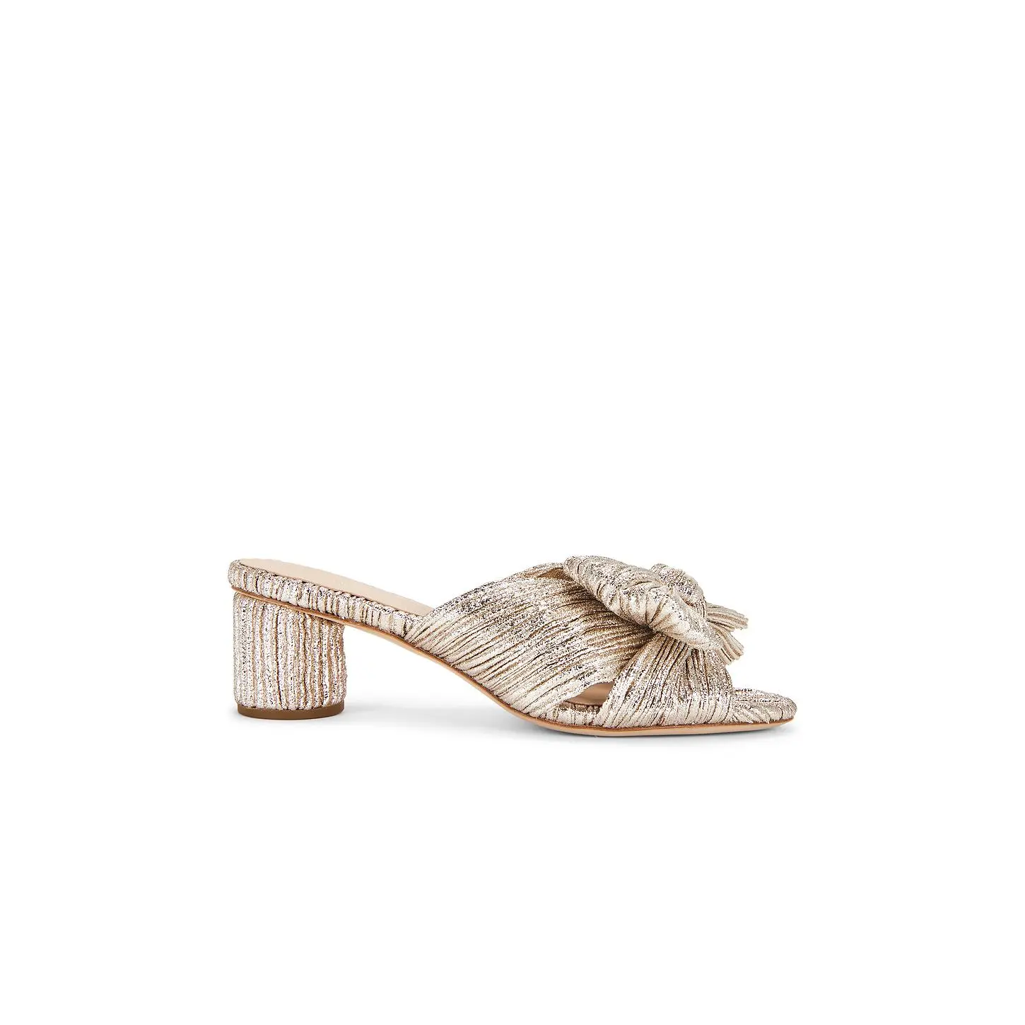 Loeffler Randall Emilia Pleated Knot Mule in Champagne Shimmer