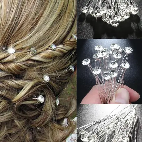 20pcs Rhinestone Decor Hair Pin, Pin For Wedding Bouquets, Hair Accessories For Women & Girls, Hair Clip