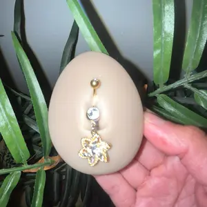 Lotus Flower Belly Piercing gold tone