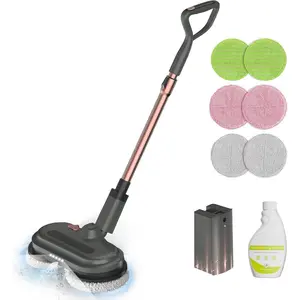 Cordless Electric Mop, Electric Floor Cleaner with Water Sprayer & LED Headlights, Up to 60 mins Lasting Time,  Spin Mop with Extendable Tube, Self-Propelled, Floor Cleaning Solution included