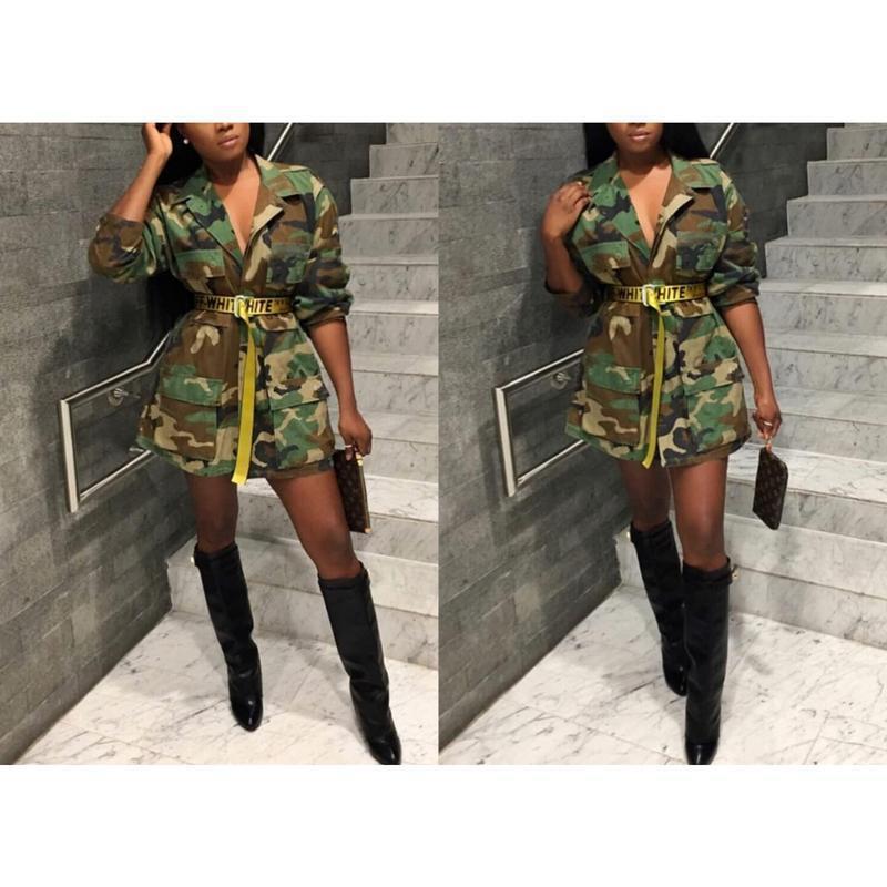 Sexy Camouflage Jacket for Women Army Fatigue Long Cargo Jackets Trench Coat Plus Size Light Womenswear Can be used with raincoat Sexy Camouflage Jacket for Women Army Fatigue Long Cargo Jackets Trench Coat Plus Size Light Womenswear Can be used with raincoat