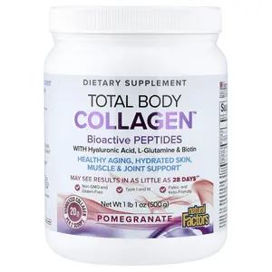 Natural Factors Total Body Collagen™, Bioactive Peptides, Pomegranate, 1 lb 1 oz (500 g)