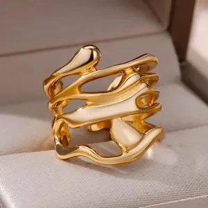 Chunky Band Rings for Women Adjustable Open Gold Silver Rings Thick Gold Statement Rings Simple Stackable Rings for Women Wedding Birthday Jewelry Gifts