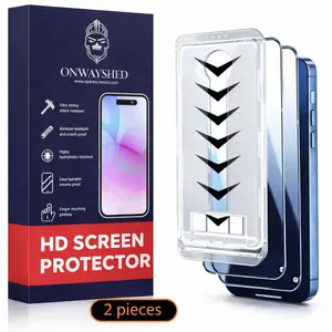 ONWAYSHED High-Definition Luxury Screen Protector, 2-pack, For iPhone 17 Pro Max , Scratch-resistant, Full-coverage tempered glass, Anti-fingerprint, Dustproof,Plasma plating technology, High-quality design