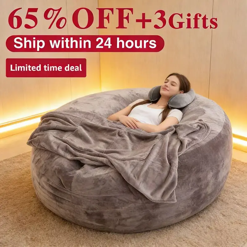 3FT/4FT/5'FT/Jumbo(with Filler) bean bag Lazy sofa beanbag Chair Ship Free High-Rebound Memory Foam Furniture Flannel Cover Removable