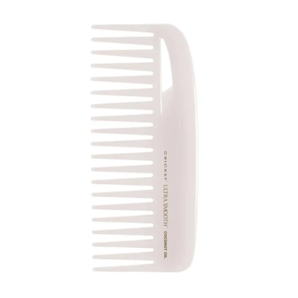 Cricket Ultra Smooth Coconut Conditioning Comb, Hydrating Anti-Frizz Keratin Protein-Infused Plastic Comb for Mid-Length Hair
