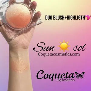 Coqueta Cosmetics Rubor Iluminador - Double-Application Makeup with Highlighting Effects - Ideal for Skin Brightening and Glowing Finish