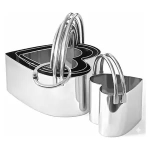 Biscuit Cutter Set Round Cookie Cutters with Handle 5 Pieces Stainless Steel Circle Professional Baking Dough Tools for Cake