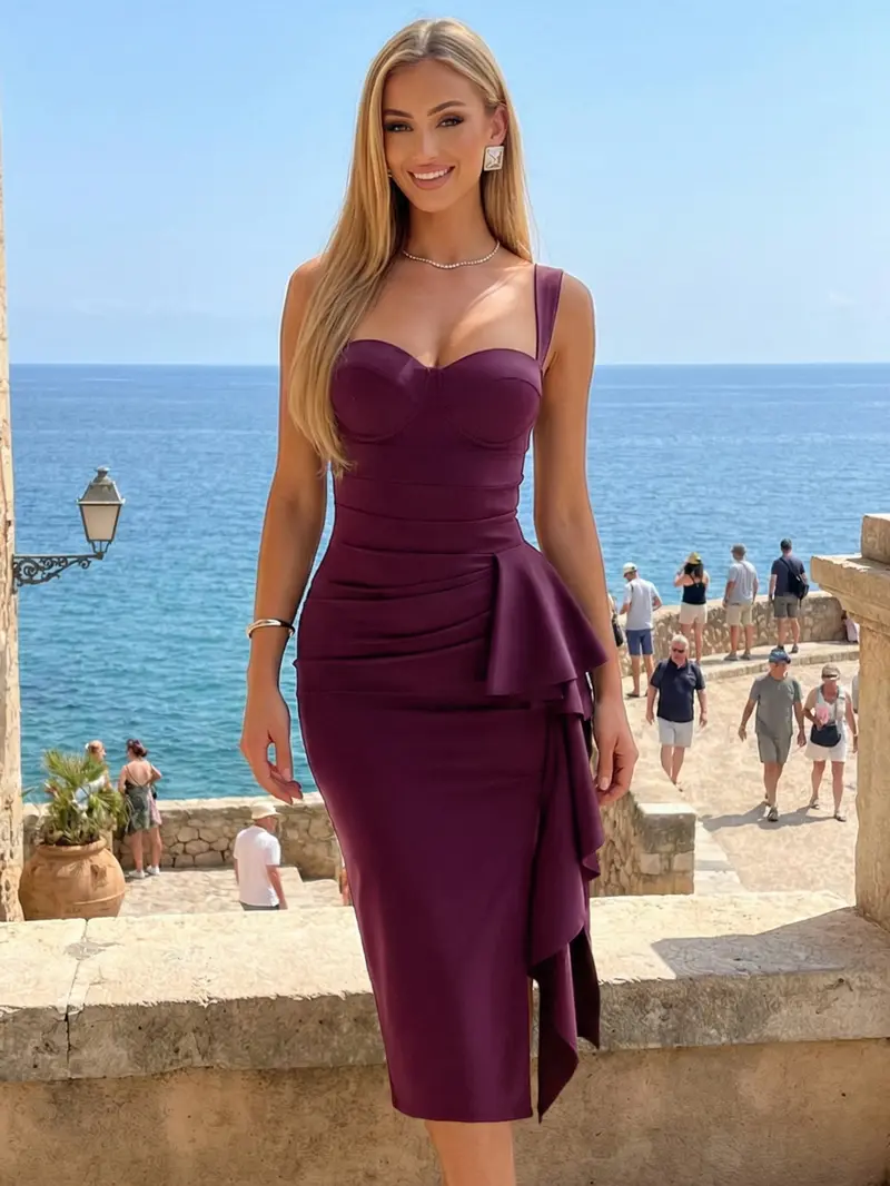 slim fit dress slacks Ladivine KV1119CL Prom Dress - Black main image 1