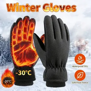 OZERO TikTokShopBlackFriday Winter Gloves -30°F Cold Weather, Windproof, High Quality, Thermal Insulated Leather Gloves for Driving, Hiking, Snow, Work - Warm Gift for Men and Women