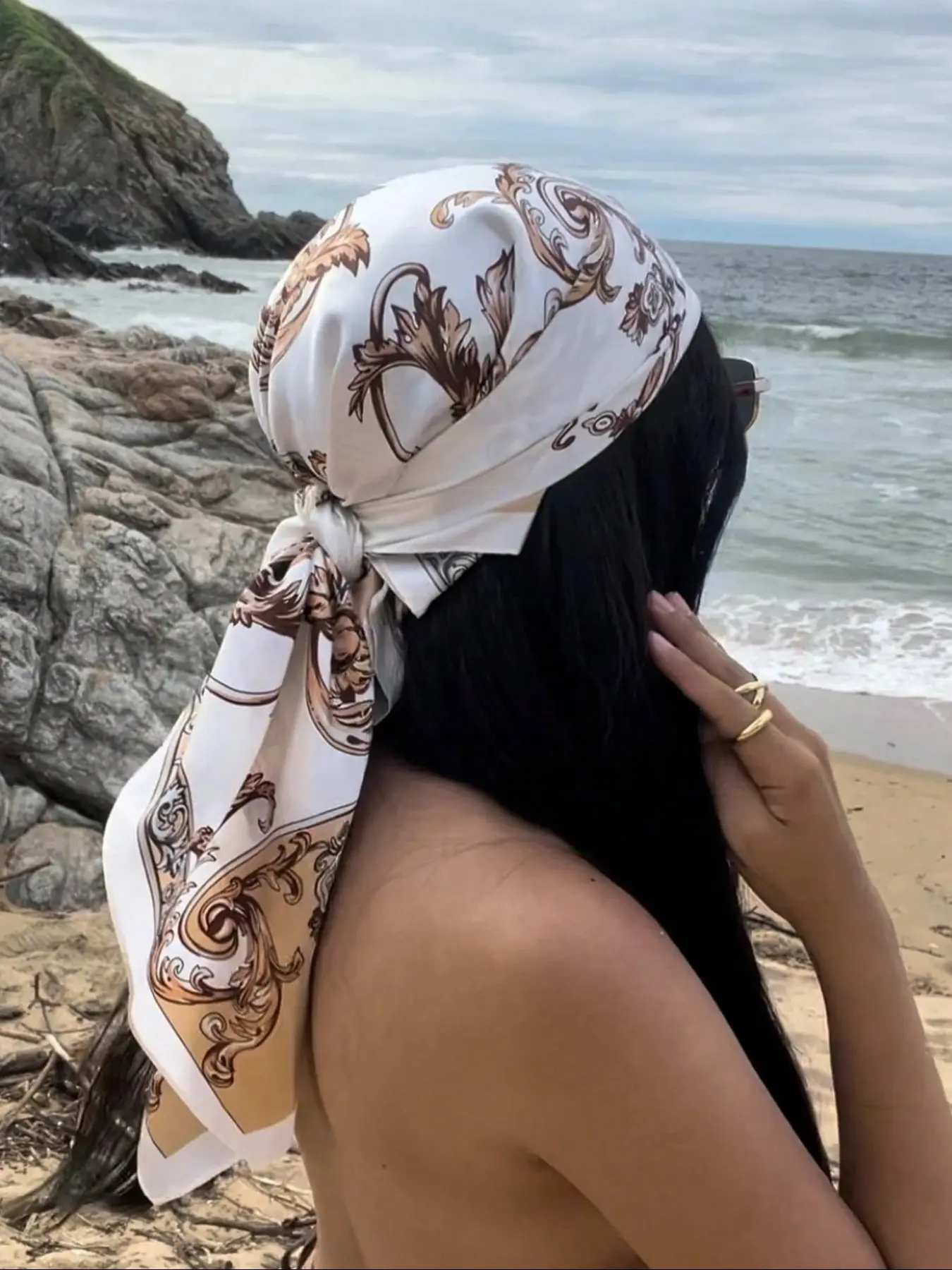 1pc New Bohemian Style Vintage Floral Print Ladies Bandana, High-End Chic Versatile Scarf/Headwrap, Suitable For Spring/Summer Casual Everyday Wear Headscarf, Boho style scarf