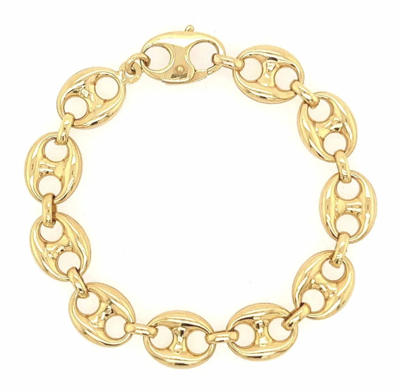Puffed Anchor Link Chain Bracelet Interlinked Sculptural Unisex Unique Design Versatile for Men & Women