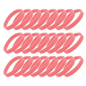 Unique Bargains Eye-catching Solid Silicone Bracelets 24 Pcs Red 7.87"