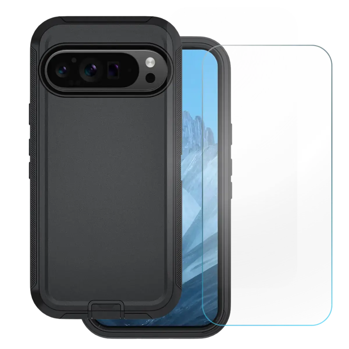 Entronix Bundle Compatible with Pixel 9 Pro XL - Heavy Duty Case & 1 Clear Screen Protector Cover Protection