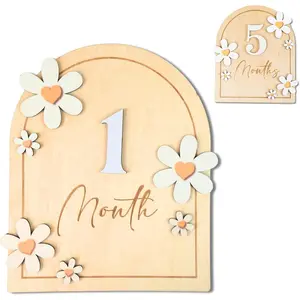 Monthly Milestone Cards - Wooden Monthly Milestone Discs -  Photography Props to Document Your 's Growth -  Announcement Sign (B05)