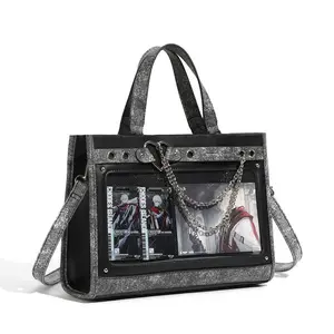 FAURALA Aesthetic Itabag Crossbody Bag Women - y2k Anime Shoulder Purse Cute Pins Display Handbag Adjustable Strap Ita Bag, Slouchy Crossbody Bag for Women Fashion Sweet Women's Crossbody Handbags Versatile Crossbody Purses for Daily Matching